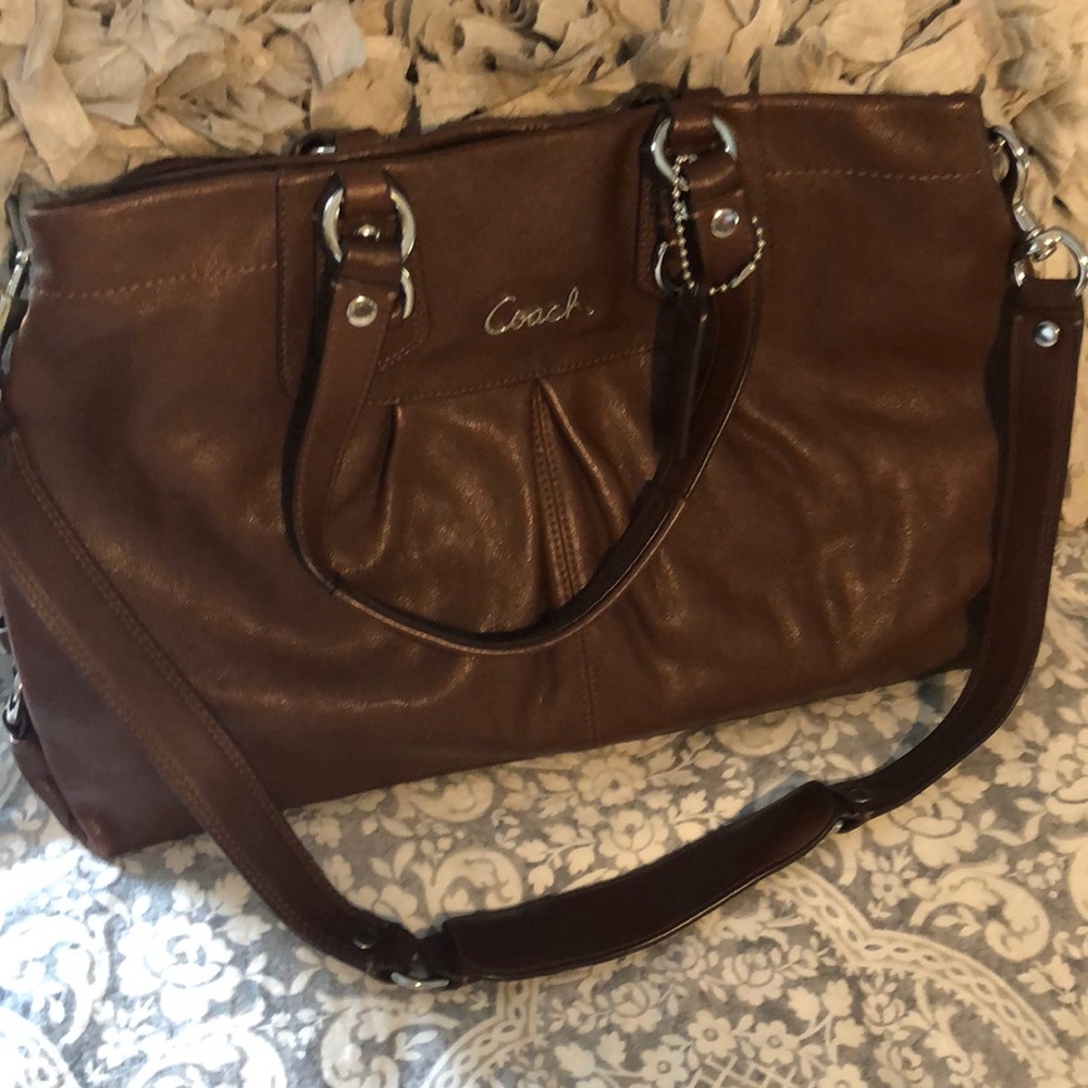 EUC Coach satchel - 100% authentic. Dark brown with silver hardware.